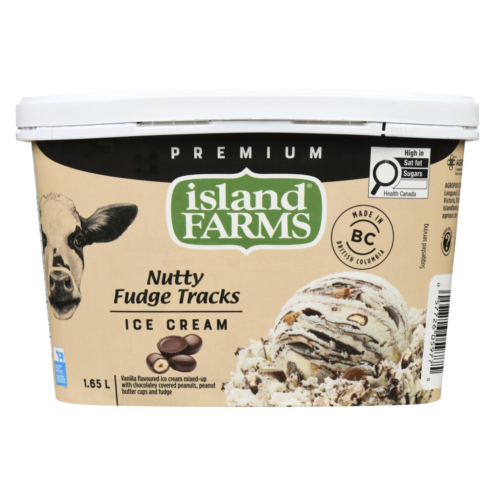 Island Farms Nutty Fudge Tracks Premium Ice Cream 1.65L