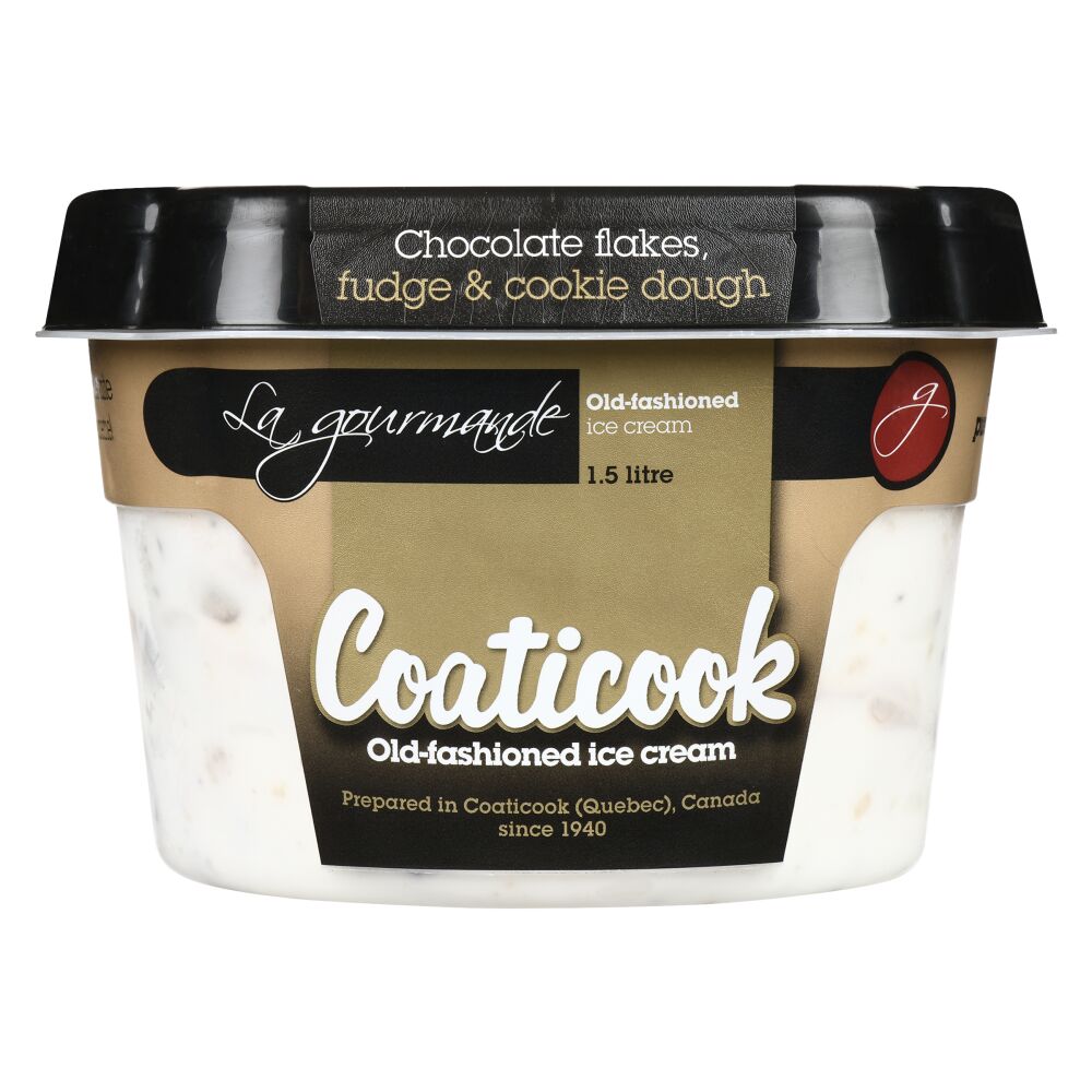 Coaticook La Gourmande Chocolate Flakes, Fudge & Cookie Dough Old-Fashioned Ice cream 1.5L