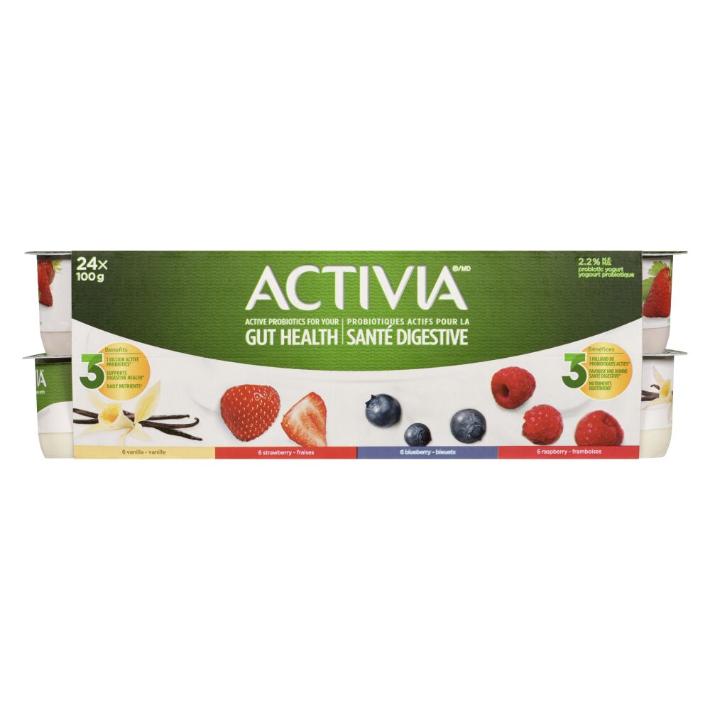 Activia Vanilla, Strawberry, Blueberry And Raspberry Probiotic Yogurt 24x100g