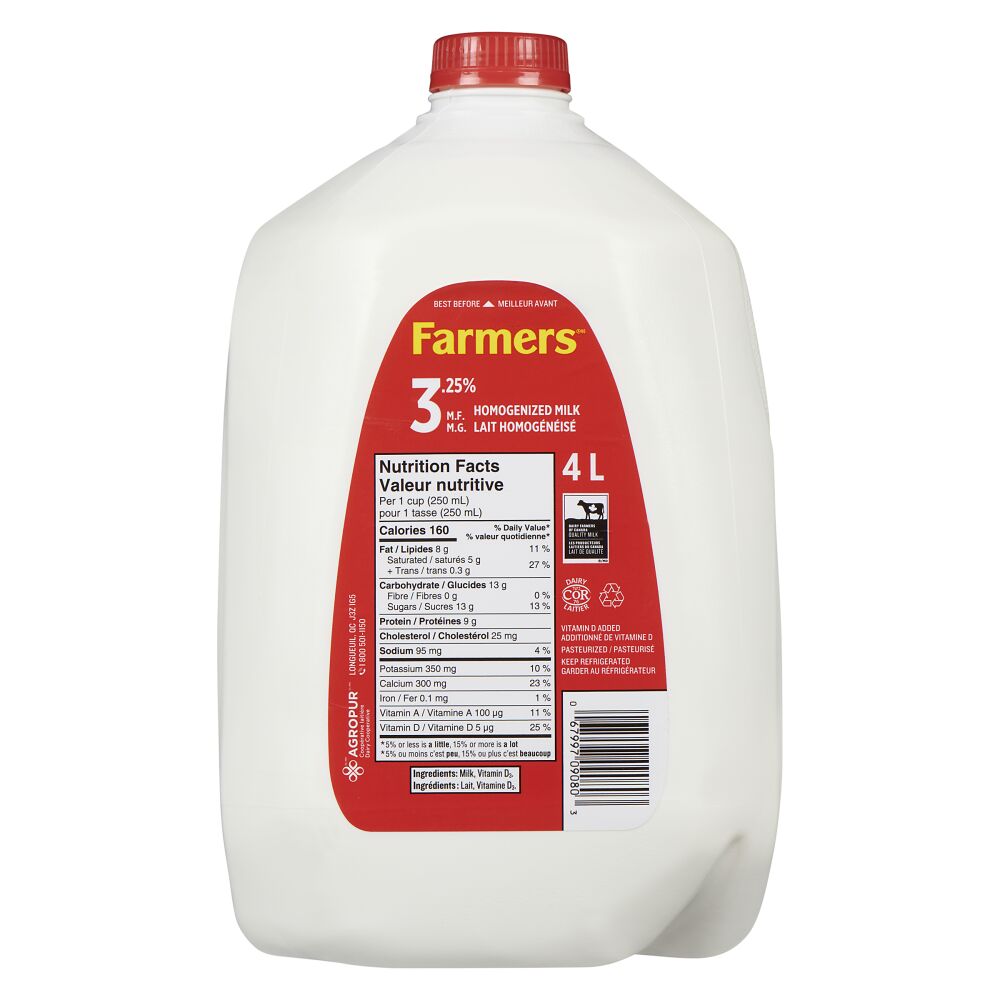 Farmers Homogenized Milk 3.25% M.F. 4L