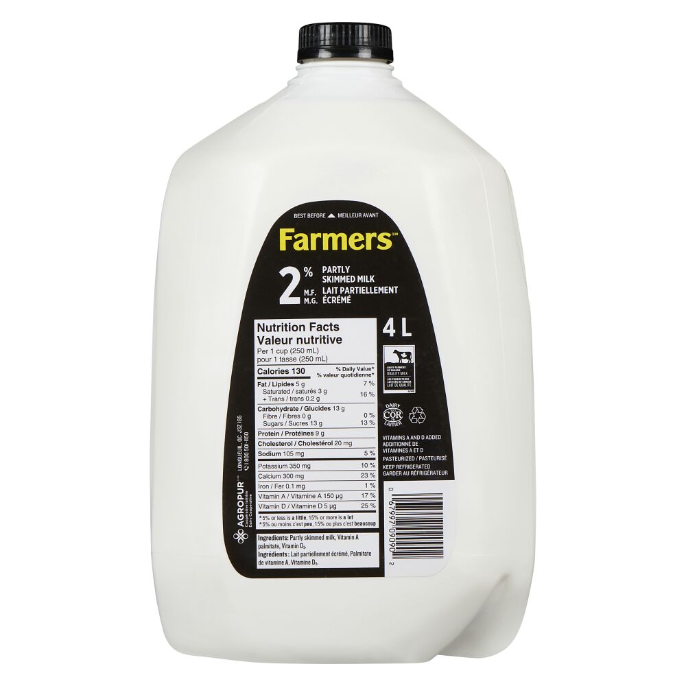 Farmers Partly Skimmed Milk 2% M.F. 4L
