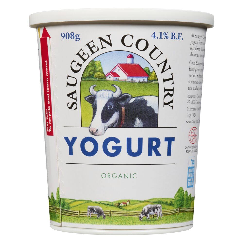 Saugeen Country Organic Plain Yogurt 4.1% M.F. 908g