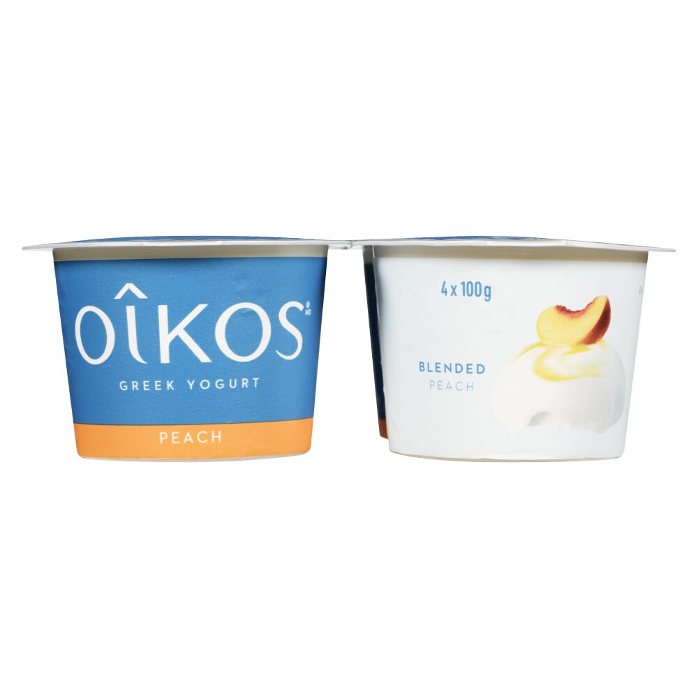 Oîkos Peach Greek Yogurt 0% M.F. 4x100g