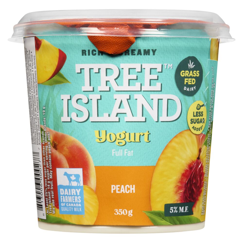 Tree Island Gourmet Yogurt Grass-Fed Peach Yogurt 5% M.F. 350g