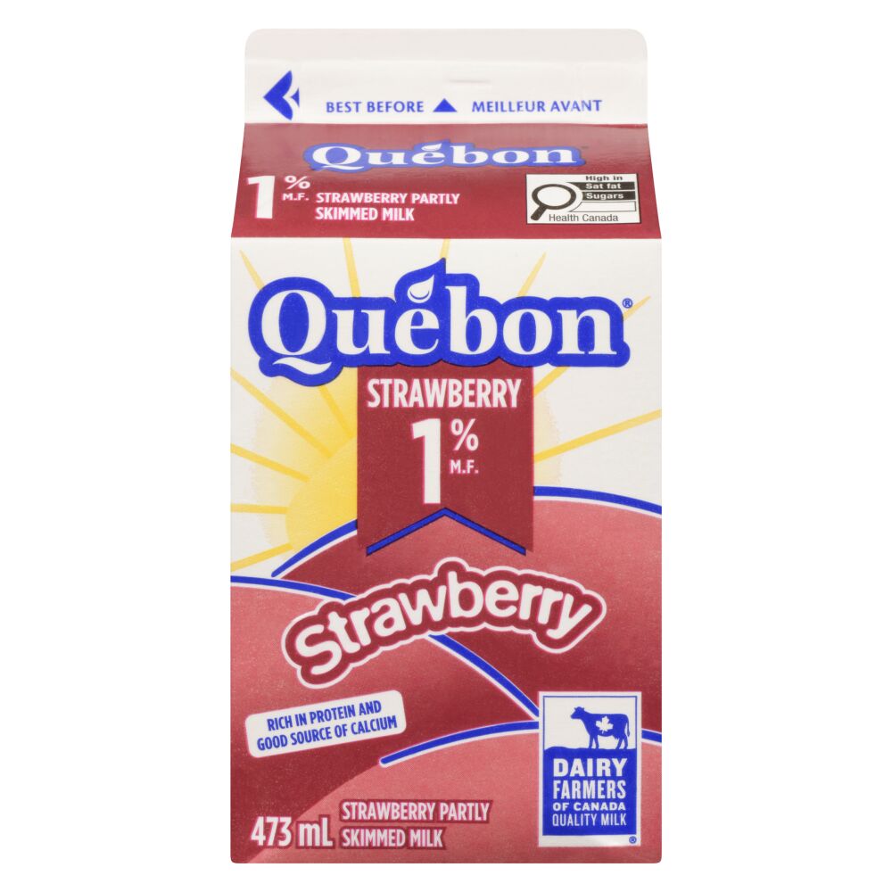 Québon Partly Skimmed Strawberry Milk 1% M.F. 473ml