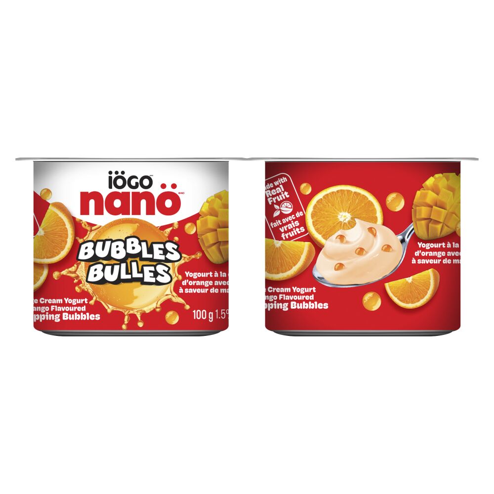 Iögo Nanö Orange Cream Yogurt With Mango Flavoured Poppig Bubbles 0.8% M.F. 4x100g