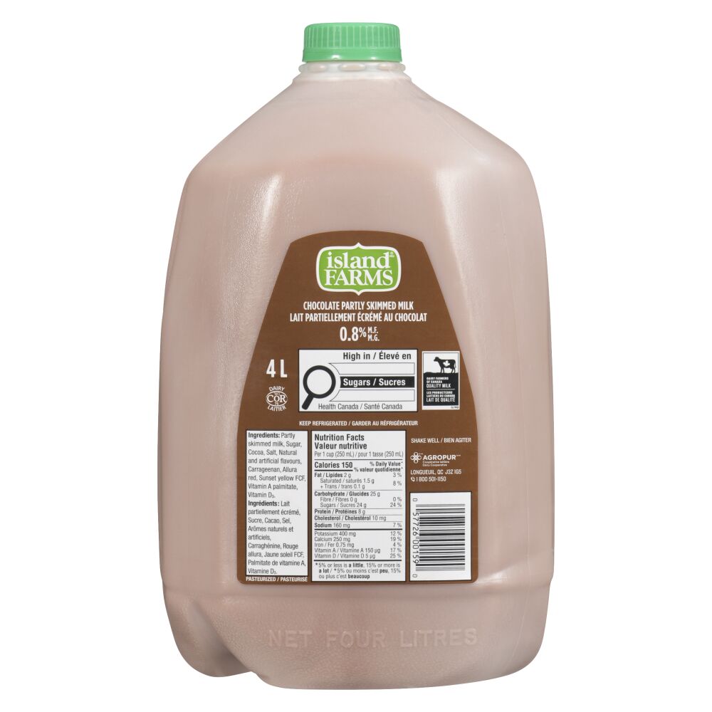 Island Farms Partly Skimmed Chocolate Milk 0.8% M.F. 4L