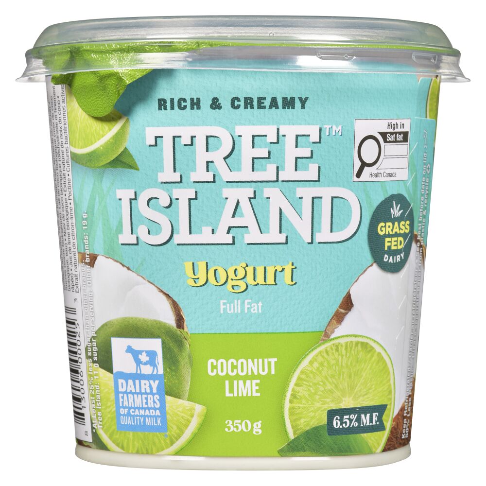 Tree Island Gourmet Yogurt Grass-Fed Coconut Lime Yogurt 6.5% M.F. 350g