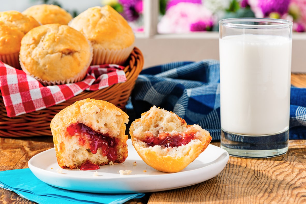 Yogurt Strawberry Jam-Jam Muffins | Canadian Goodness