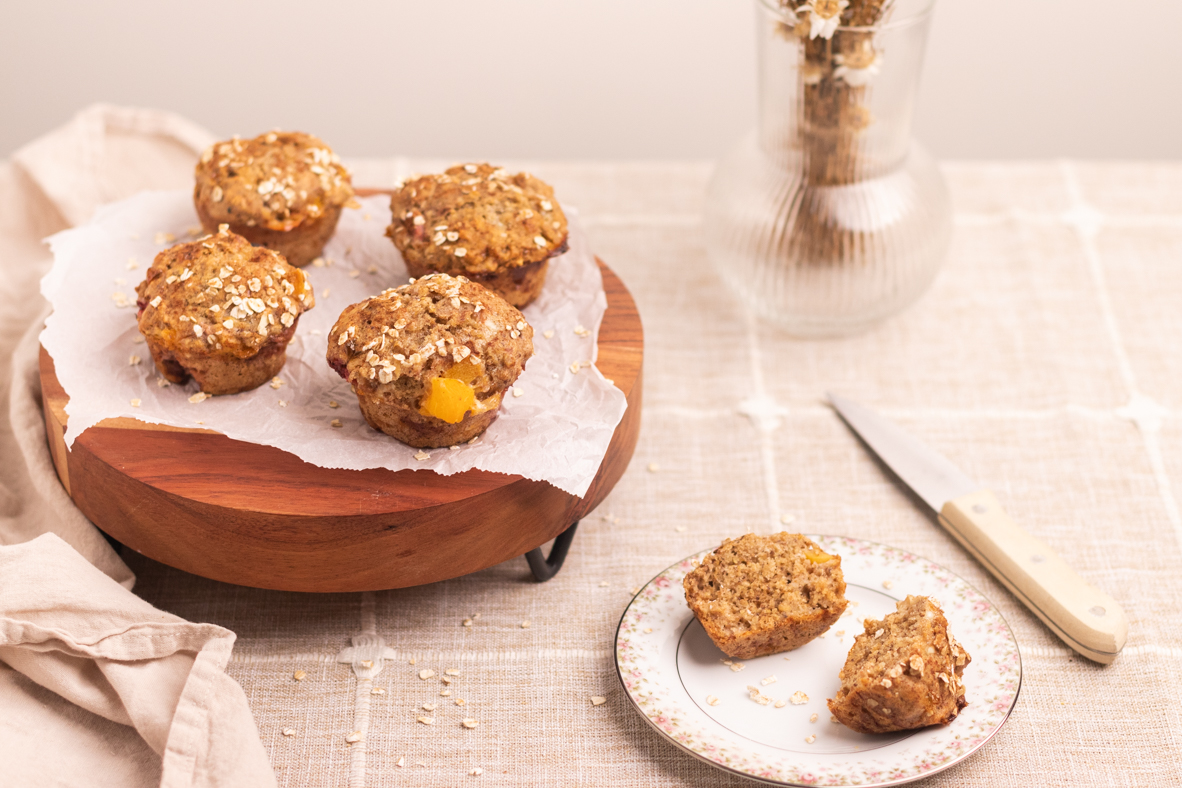 Strawberry, Peach & Cinnamon Protein Muffins | Canadian Goodness