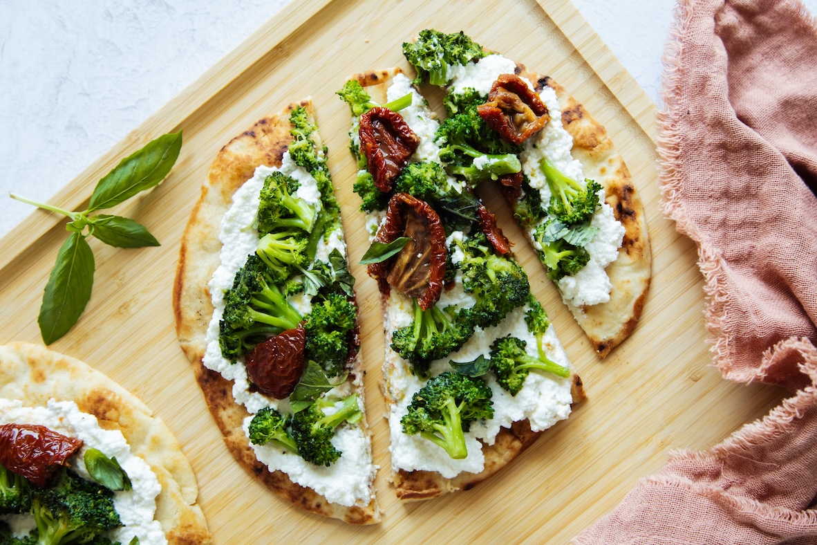 Ricotta and Broccoli Naan Pizza | Canadian Goodness