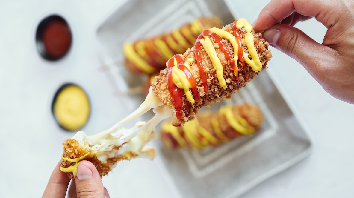 Korean Inspired Mozzarella Corn Dogs | Canadian Goodness
