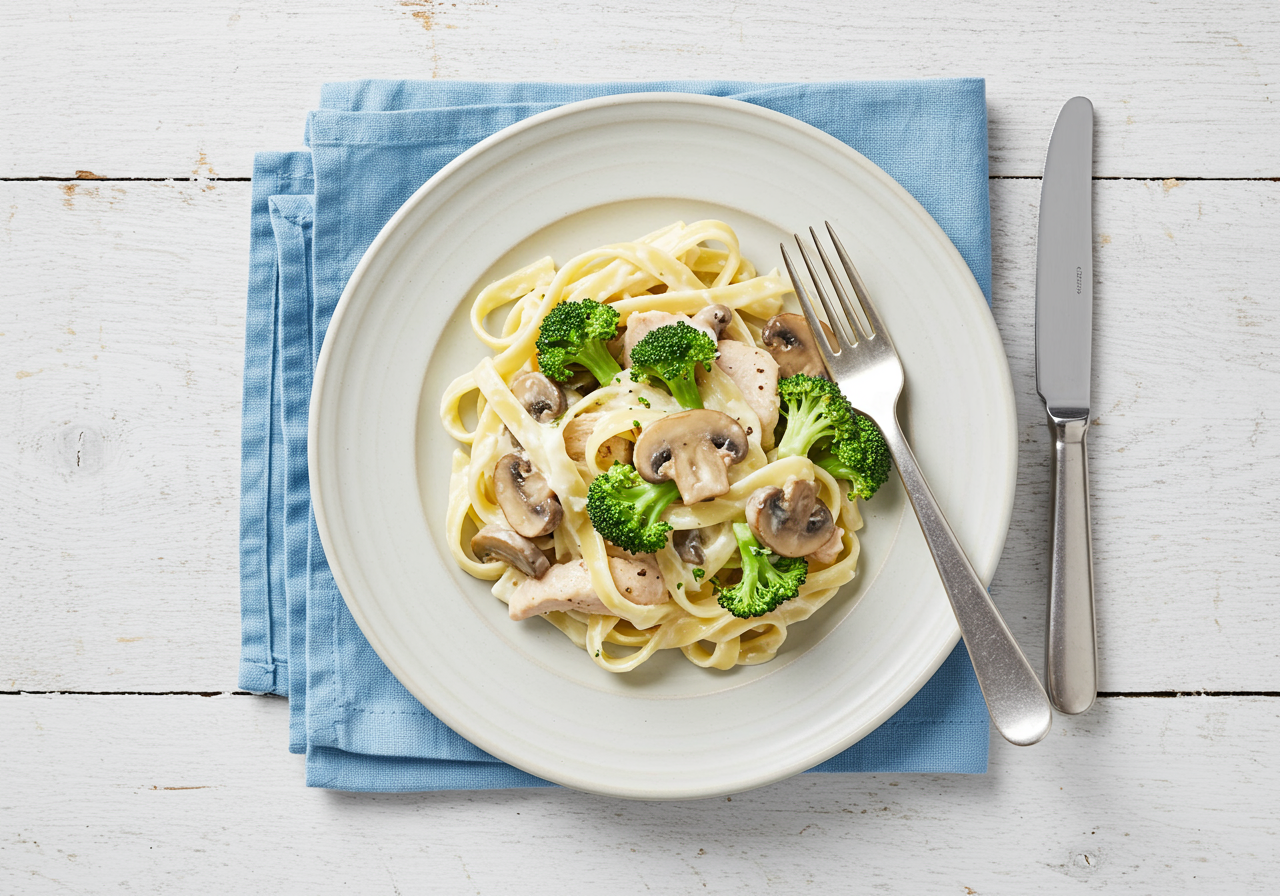 Fettuccine Alfredo with Chicken and Vegetables | Canadian Goodness