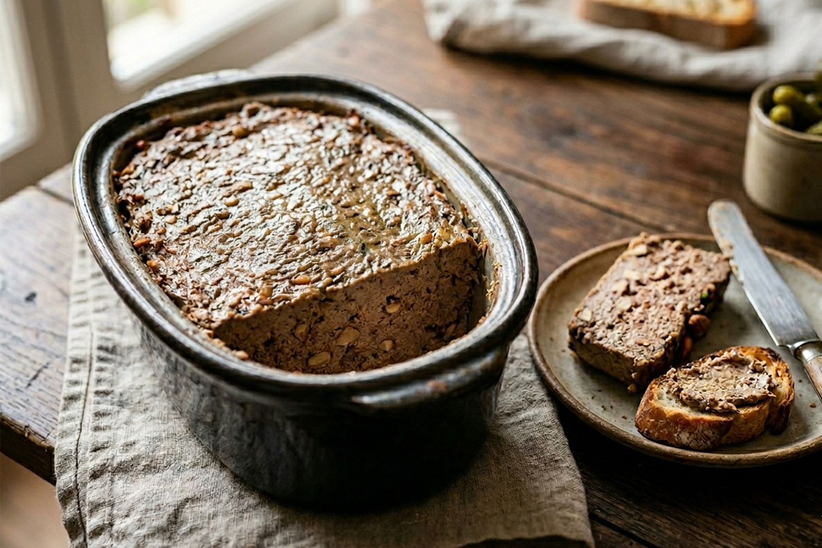 Pork Liver Mousse Terrine with Almonds and Herbes de Provence | Canadian Goodness