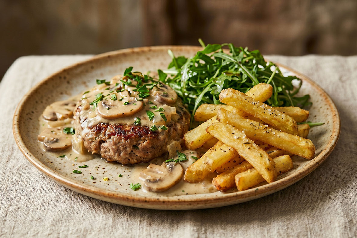 Veal Burgers with Mushroom Sauce | Canadian Goodness