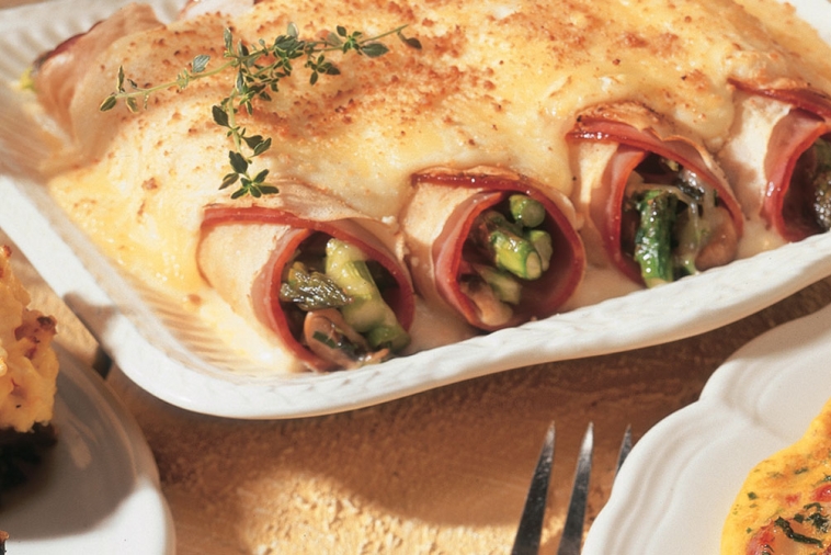 Alpine Ham, Cheese & Asparagus Crepes Canadian Goodness