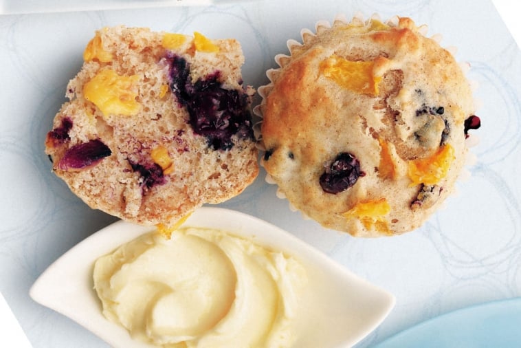 Blueberry Peach Muffins Canadian Goodness