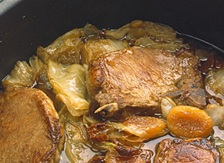 Braised Pork Chops with Cabbage and Dried Apricots | Canadian Goodness