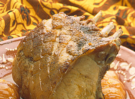 Braised Rack of Pork with Pearl Onions and Apricots | Canadian Goodness