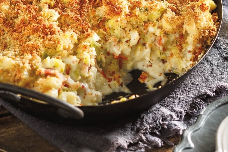 Cauliflower, Leek and Bacon Gratin Canadian Goodness