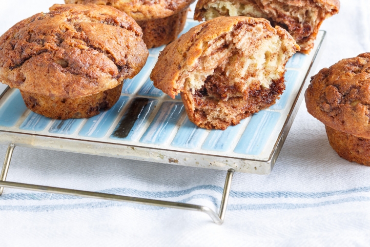 Chocolate-Hazelnut-Swirled Banana Muffins | Canadian Goodness