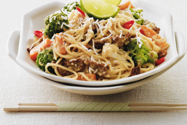 Coconut Curry Beef Noodles | Canadian Goodness