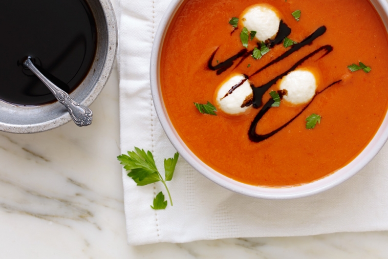 Cream of Roasted Red Pepper with Bocconcini | Canadian Goodness