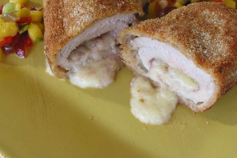 Crispy pork with cheese and a fruit salsa | Canadian Goodness