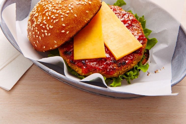 Falafel double-Cheddar burgers | Canadian Goodness