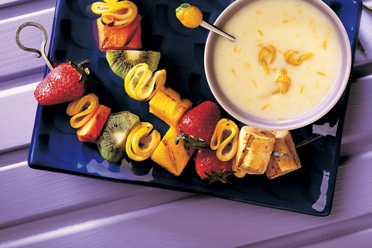 Grilled Fruit Kebabs with Tangy Lemon Yogurt Sauce | Canadian Goodness