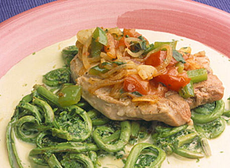 Loin Chops with Fiddleheads | Canadian Goodness