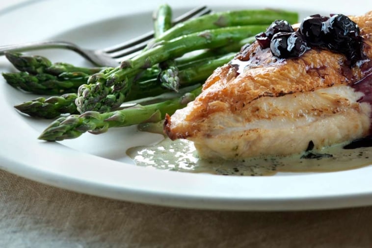 Maple-Blueberry Chicken Stuffed with Canadian Brie and Basil Crème | Canadian Goodness