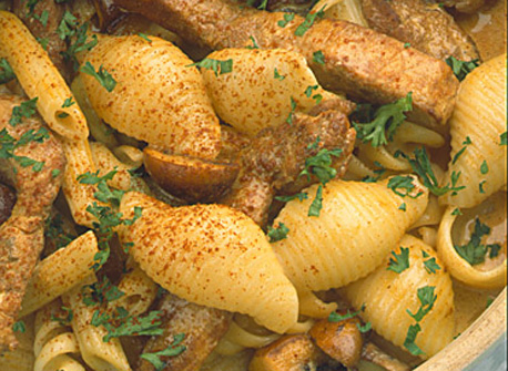 Pasta with Mushroom and Pork Strips | Canadian Goodness