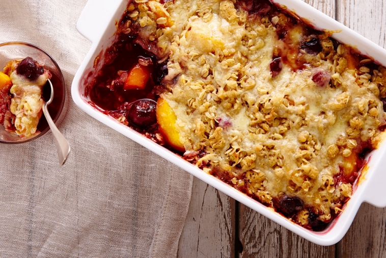 Peach, cherry & Havarti crumble | Canadian Goodness