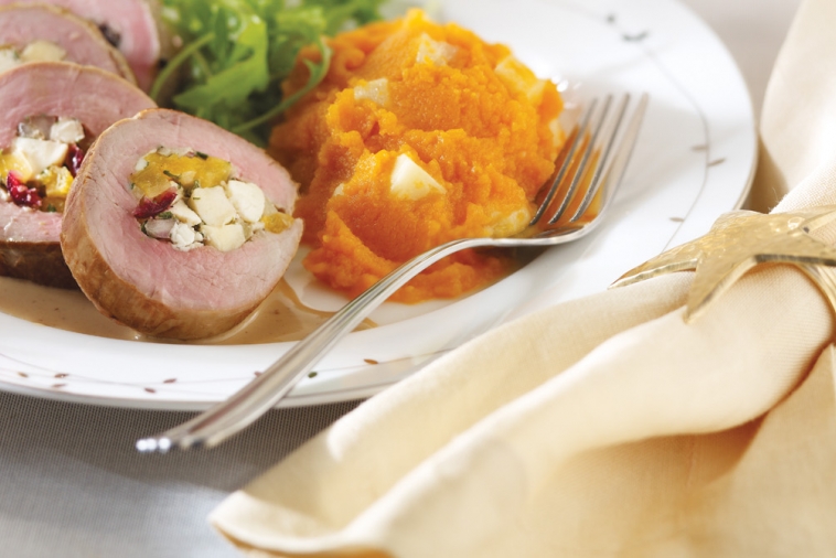 Pork Tenderloin with Feta & Dried Fruit | Canadian Goodness