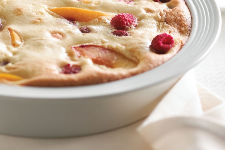 Raspberry Peach Clafouti | Canadian Goodness