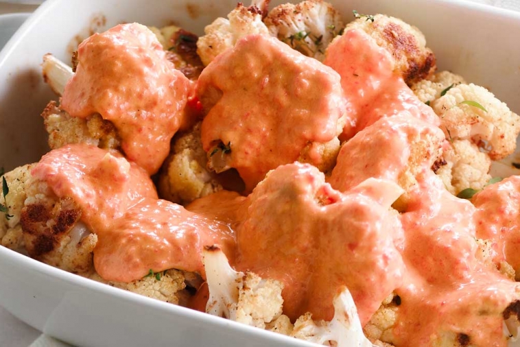 Roasted Cauliflower with Red Bell Pepper Cream | Canadian Goodness