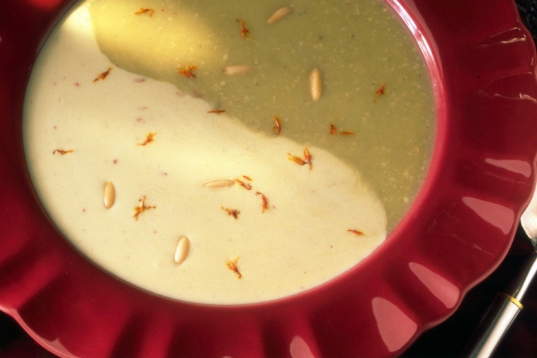 Saffron and Pine Nut Asparagus Cream | Canadian Goodness