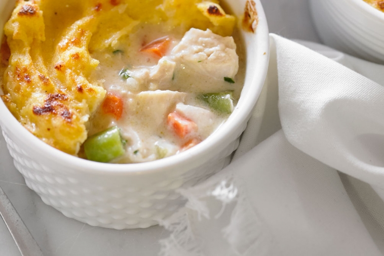 Small Chicken Pies with a Polenta Crust | Canadian Goodness
