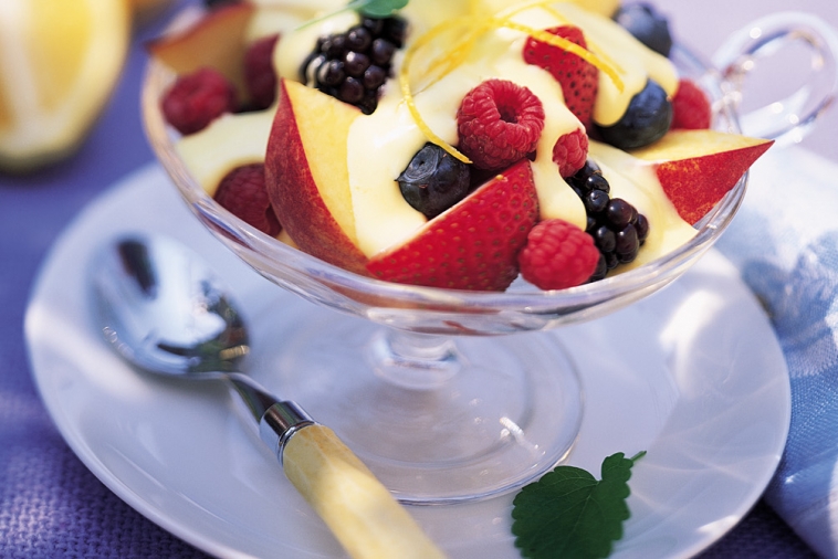 Tart and Tangy Lemon Cream with Mixed Fruit | Canadian Goodness