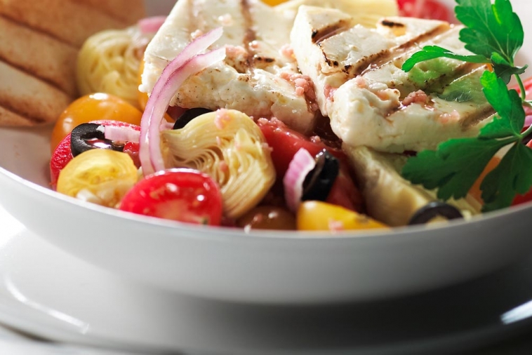 Warm Salad with Grilled Canadian Feta, Mediterranean Style | Canadian Goodness