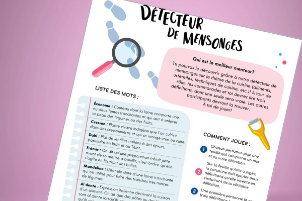 Illustration of the lie detector game sheet