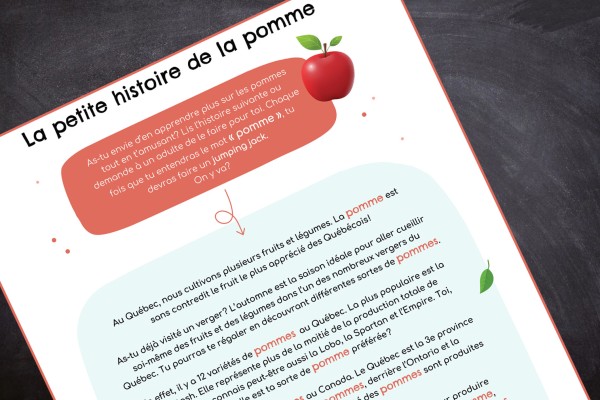 Illustration de la fiche activité la petite histoire de la pomme