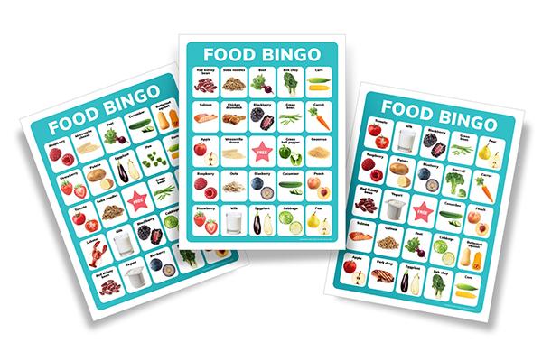 Image of food bingo cards.