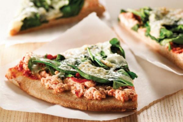 BBQ spinach and ricotta pizza