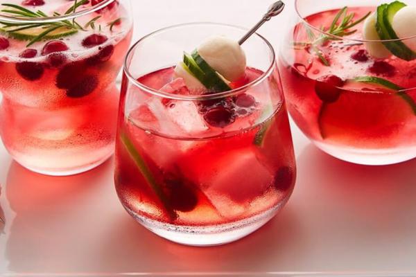 Cranberry bocconcini gin tonic