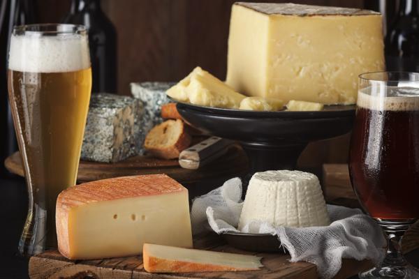 Beers with a variety of cheeses 