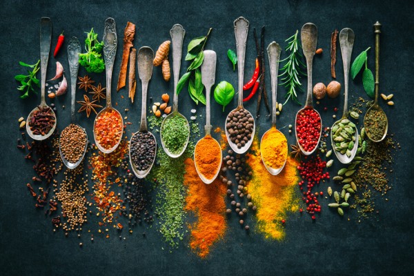 Several spoons of spices