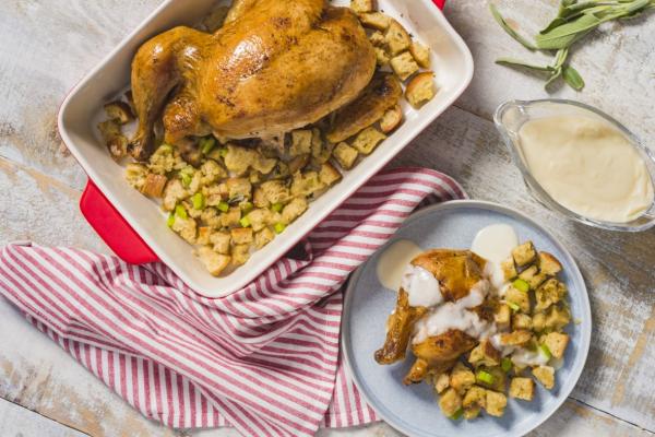 Roast Chicken & Stuffing Recipe with Gravy