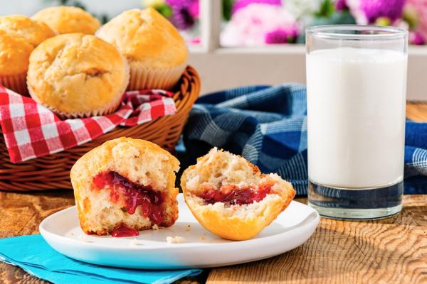Yogurt Strawberry Jam-Jam Muffins